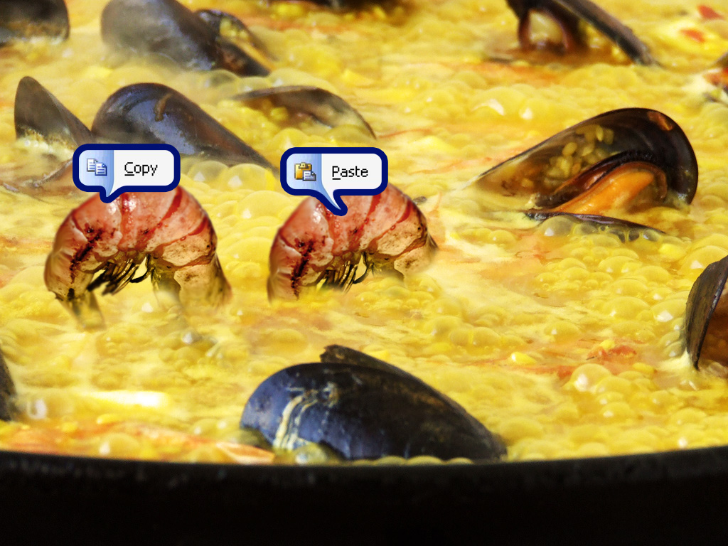 Paella, gambas, copy & paste