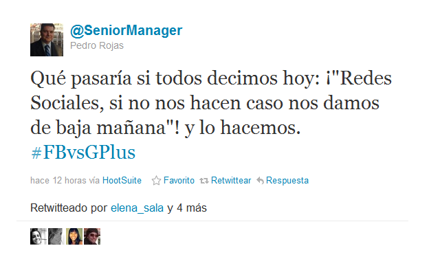 ¿Qué pasaría si todos decimos hoy "Redes Sociales, si no nos hacen caso nos damos de baja mañana"?